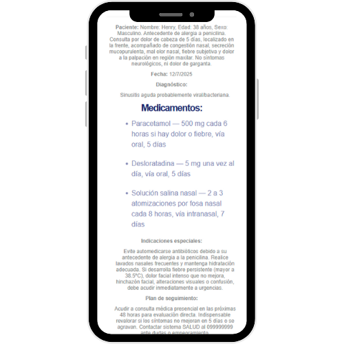 Informe, receta electrónica y seguimiento